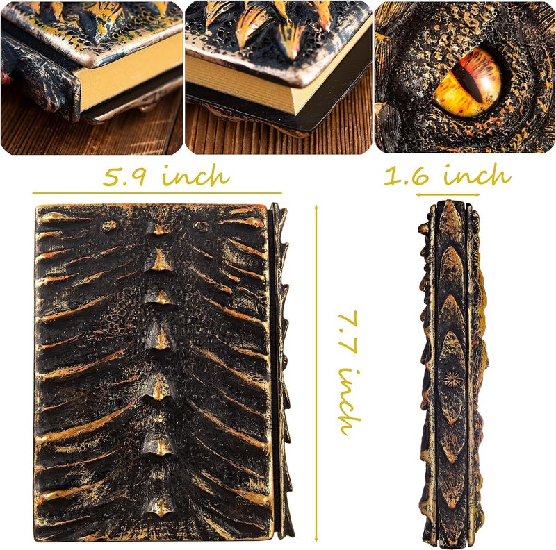 LZlightactor 3D Dragon Eye Embossed Journal,Resin Engraving Notebook,Dnd notebook for Dragon Lovers ，Blank Paper,Hardcover Travel Notepad for Writing,Sketchbook,Collection,Gift,Decoration A4 and A5 Size (A5-Gold - Image 2